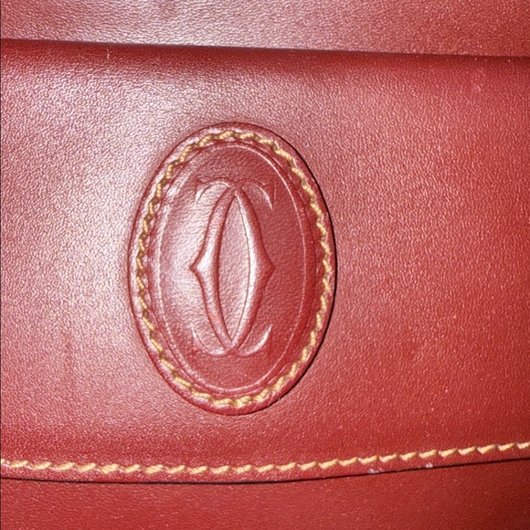 Cartier Vintage Burgundy Leather crossbody bag with Gold Details W/ COA - Picture 3 of 12